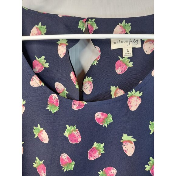 Maison Jules Women's Scallop Tank Top With Strawberry Print - Picture 5 of 11